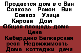 Продается дом в с.Вин.Совхозе › Район ­ Вин.Совхоз › Улица ­ Кирова › Дом ­ 47 › Общая площадь дома ­ 54 › Цена ­ 700 - Кабардино-Балкарская респ. Недвижимость » Дома, коттеджи, дачи продажа   . Кабардино-Балкарская респ.